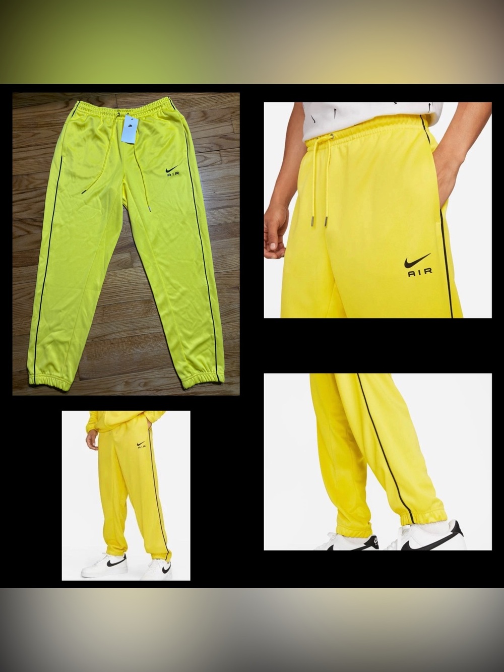 Nike AIR Men's Poly-Knit taper leg Track Pants, Yellow. Men’s sz NEW!